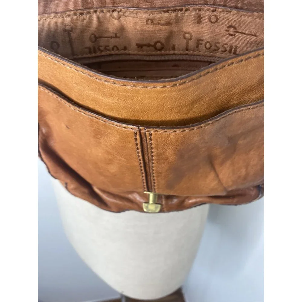FOSSIL Brown Leather Crossbody Shoulder Bag Purse Handbag - Picture 7 of 9